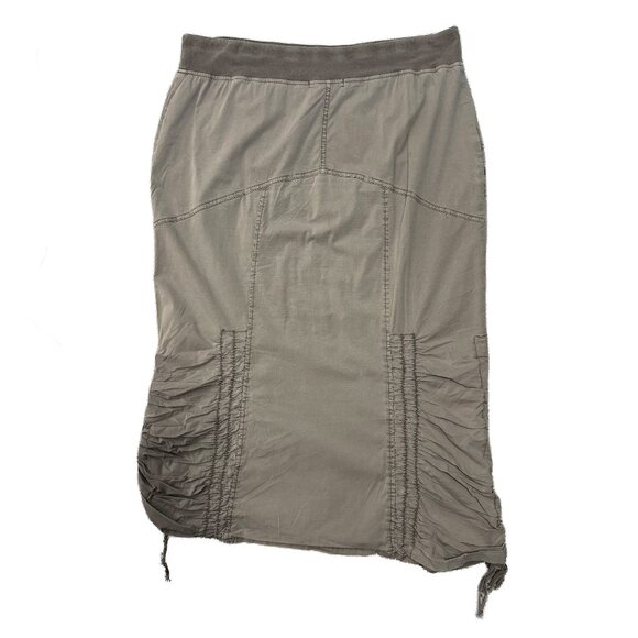 XCVI Midi Gray Beige Cargo Ruched Cotton Skirt Women’s Large - Picture 2 of 7